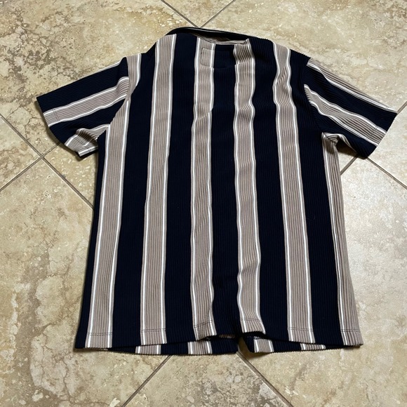 Porter & Ash‎ Mens Jacquard Stripe Short Sleeve Button Down Shirt - Medium - Picture 3 of 6